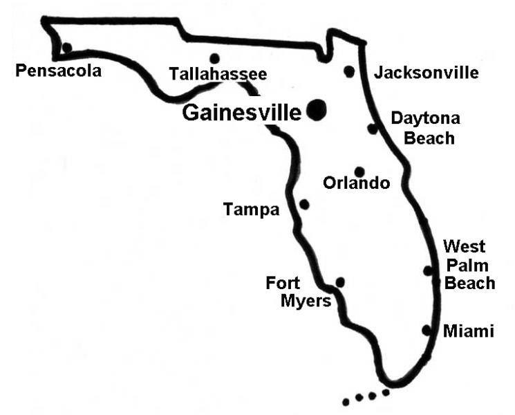Gainesville Florida & Eyemark Realty Location Map