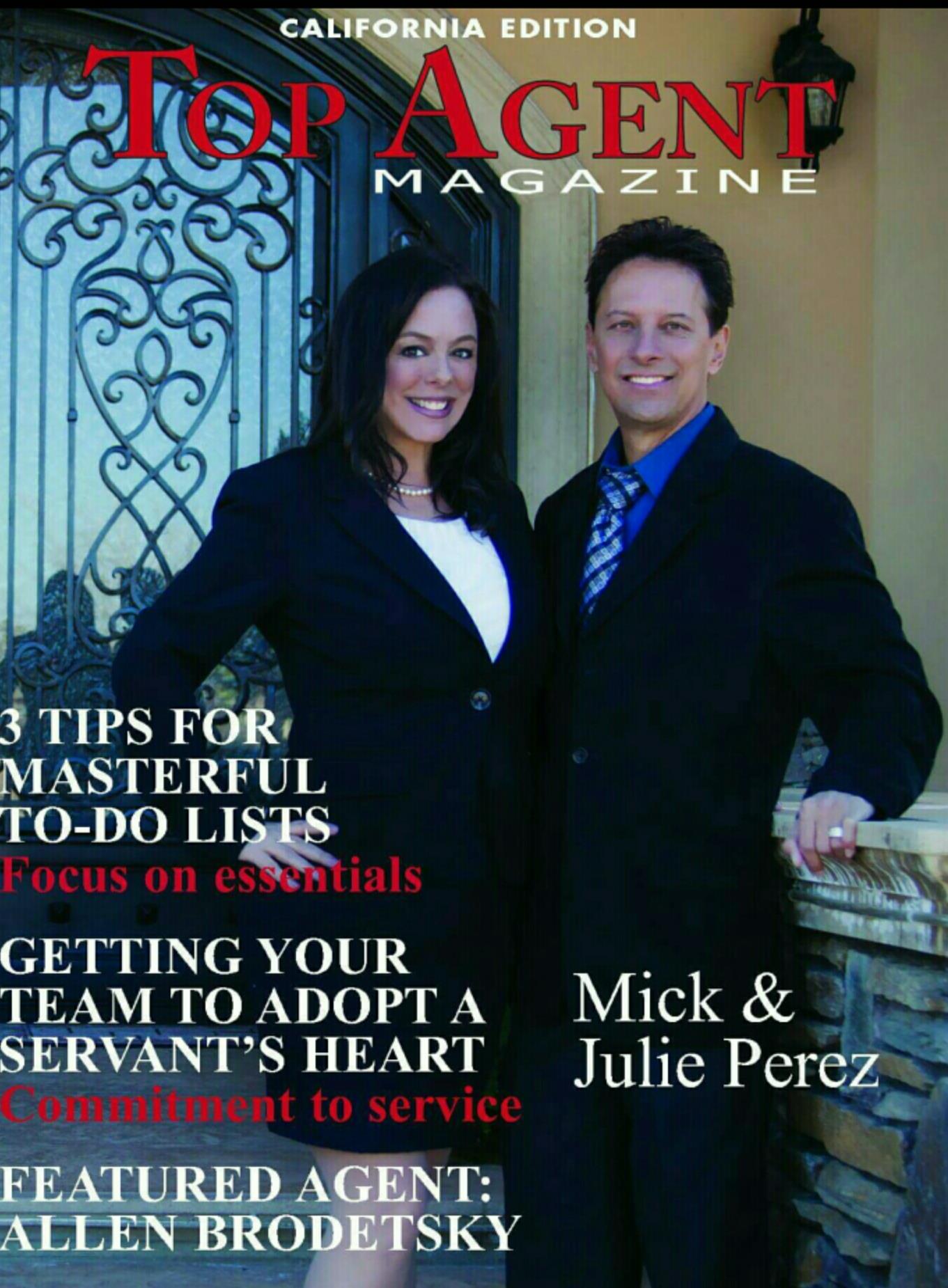 Mick and Julie Perez - Cover of Top Agent Magazine April 2015