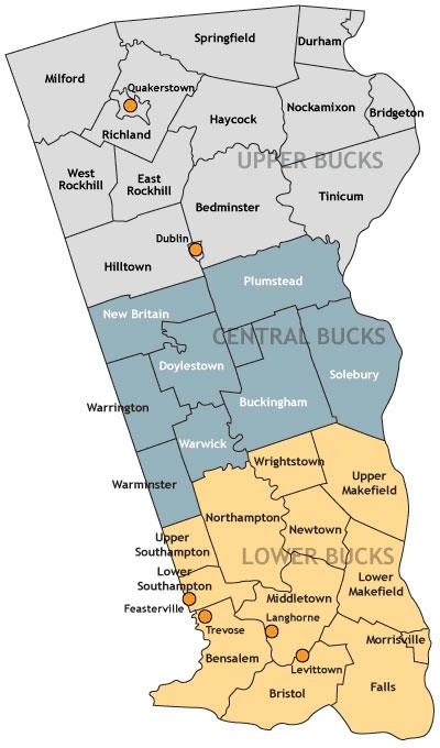 Bucks County PA area map