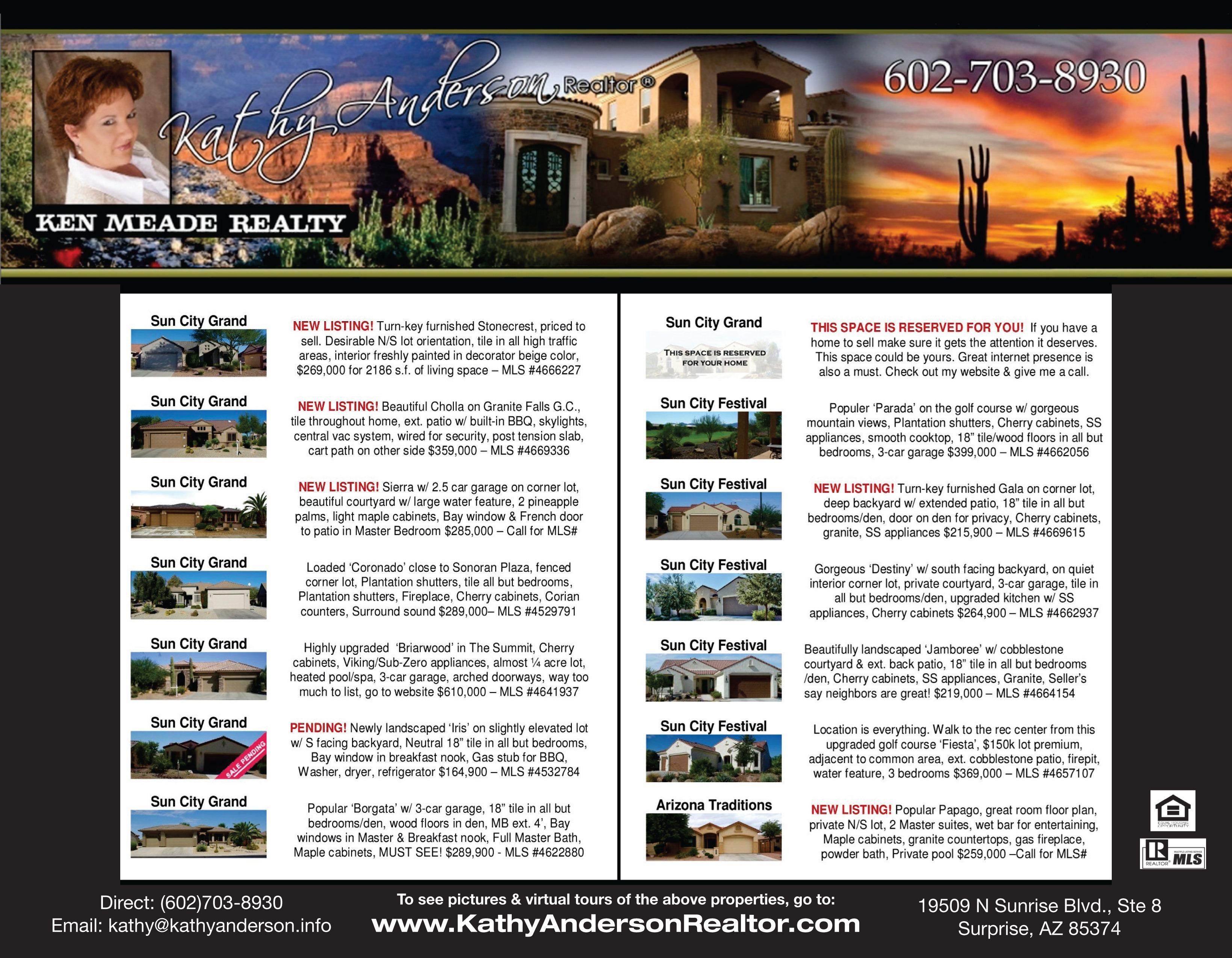 Sun City Grand Surprise Arizona ad for homes for sale