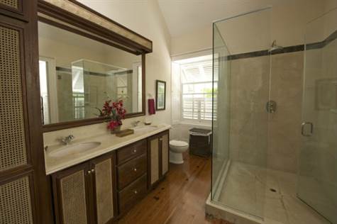 Barbados Luxury,  Master Bathroom with enclosed clear glass pane shower and sink-for-two