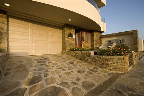 Rock paved entry way.