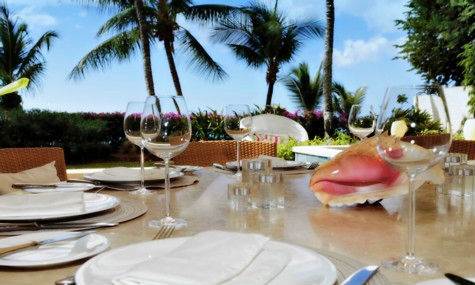 Barbados Luxury,  Close-up of Outdoor Dinning Area