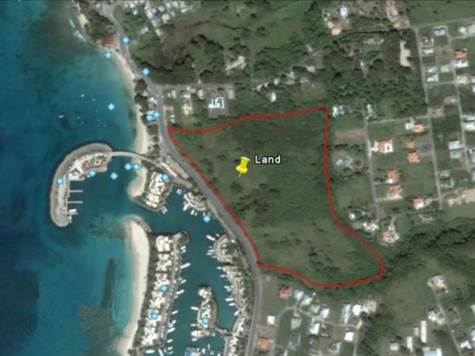 Barbados Luxury, lagoon land aerial plot view