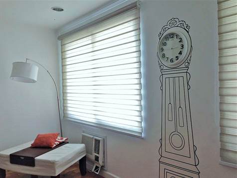 Decorative wall clock on bedroom wall