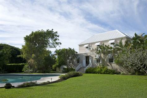 Barbados Luxury,  View of swimming-pool and house from garden