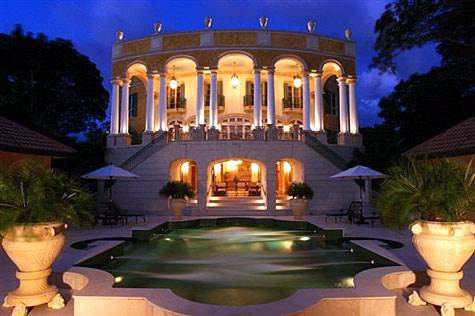 Barbados Luxury, Palm rosa main villa twilight