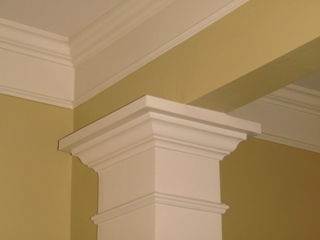 living room crown molding and pillar