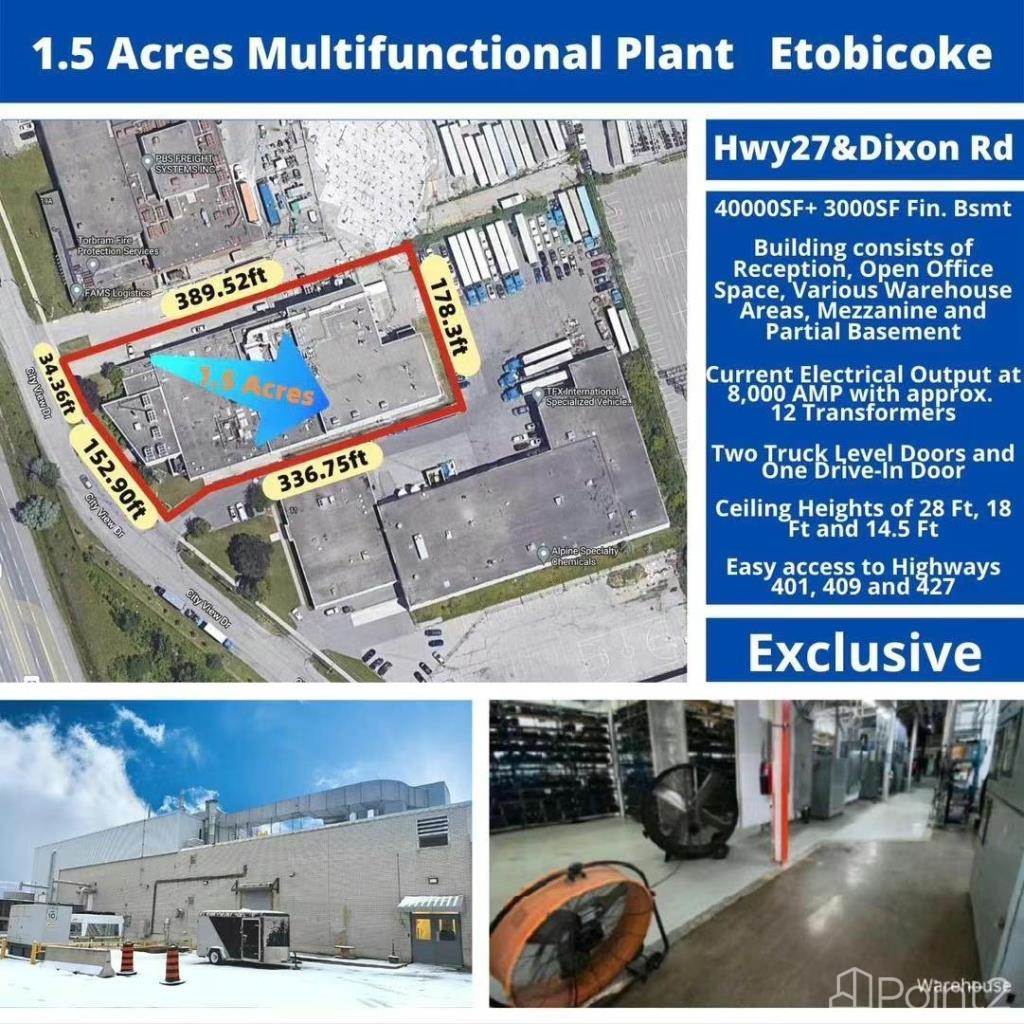 Commercial For Sale | 1 5 Acres Multifunctional Plant And Warehouse In Etobicoke | Toronto | null